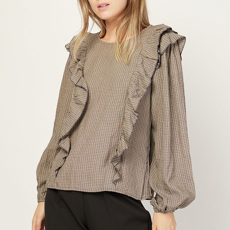Blusa Cuadros Volante