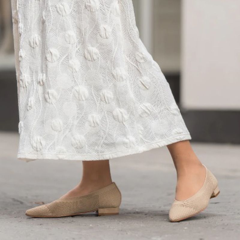 Bailarina Rejilla Puntera Beige