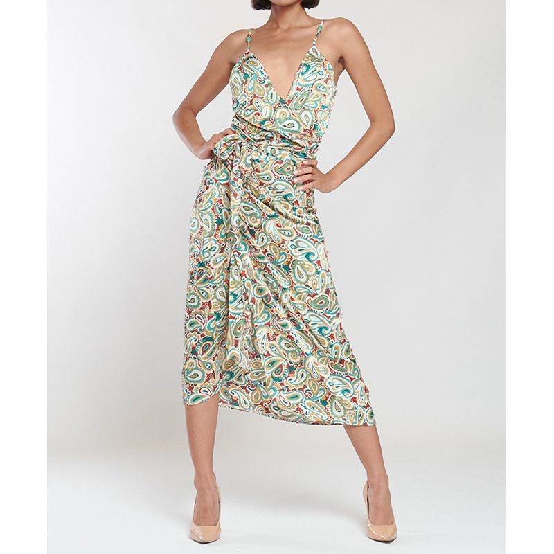 Vestido Satinado Cruzado