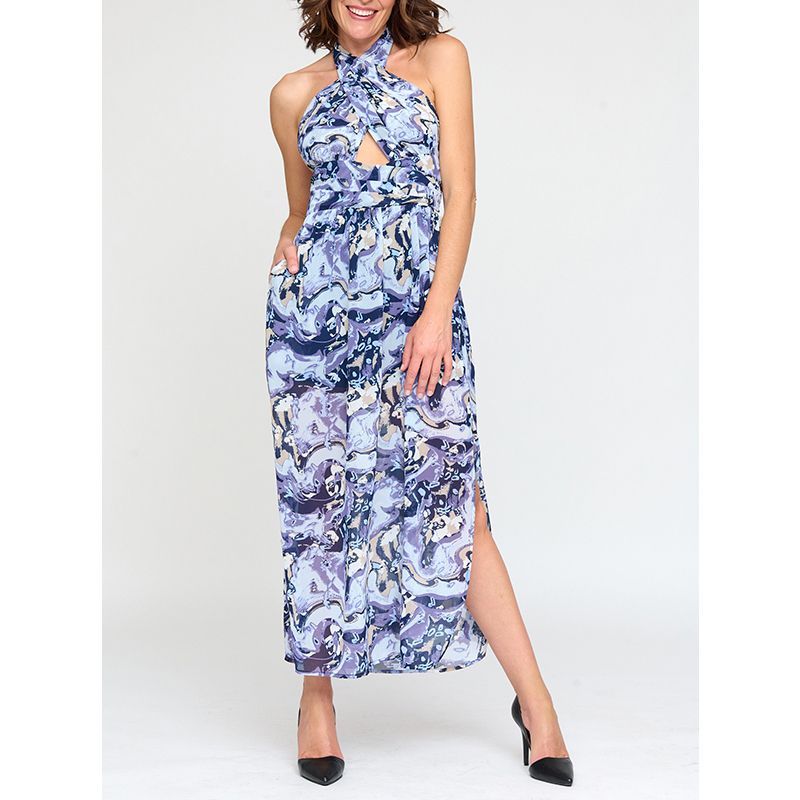 Vestido Multiposición Estampado Azul