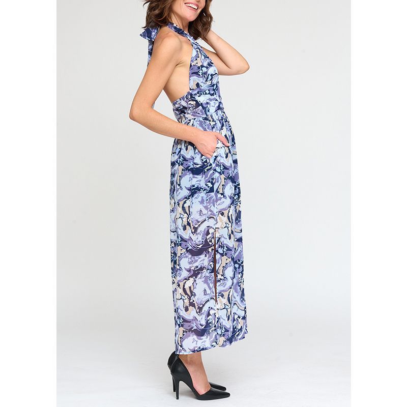 Vestido Multiposición Estampado Azul - Imagen 3