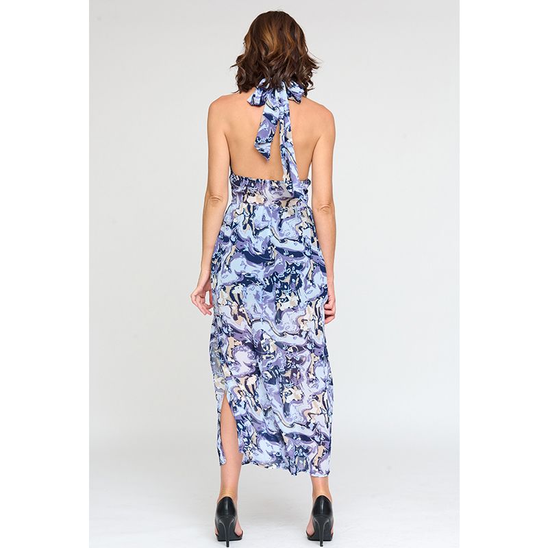 Vestido Multiposición Estampado Azul - Imagen 4
