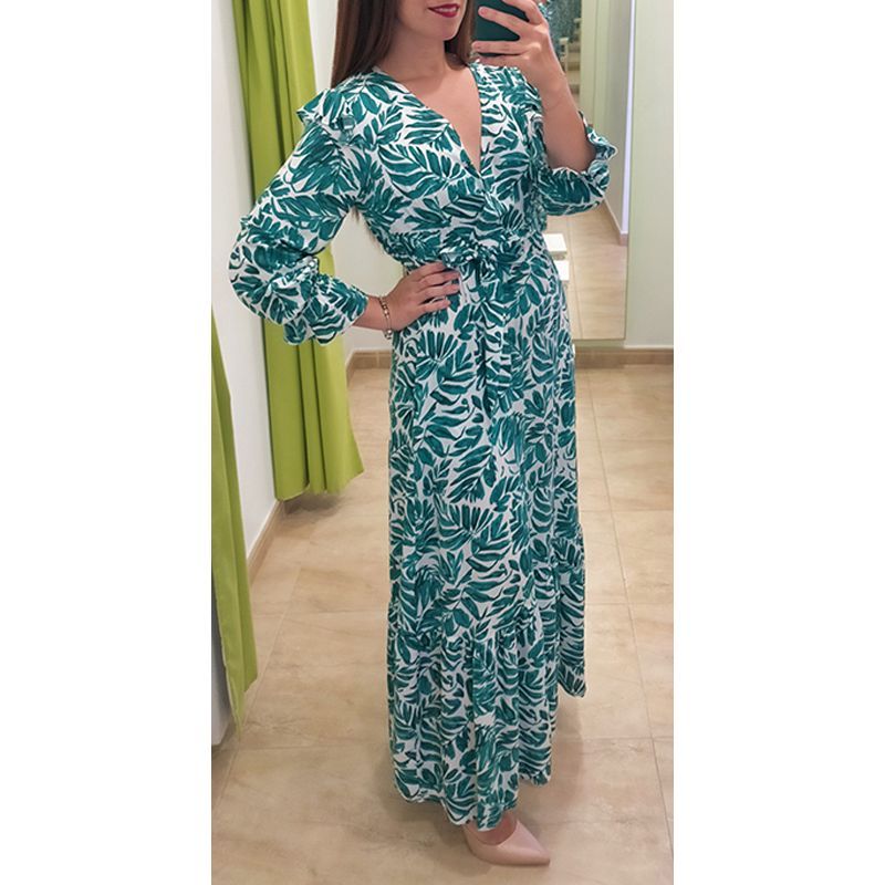 Vestido Hojas Largo