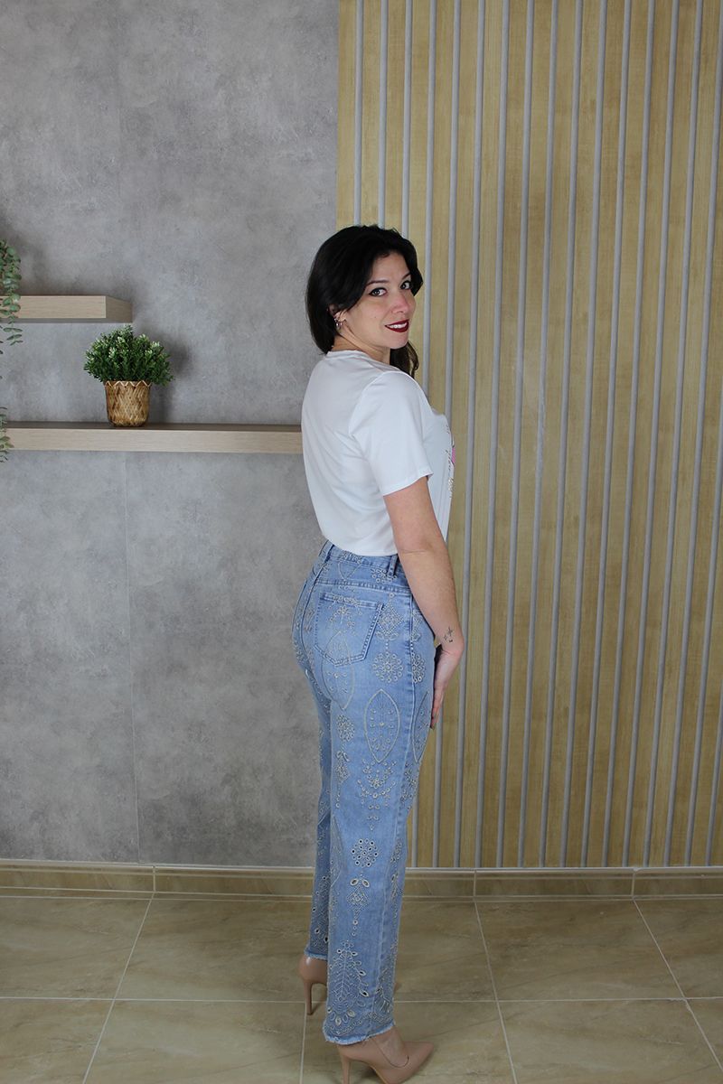 Jeans Bordado Hojas - Imagen 2