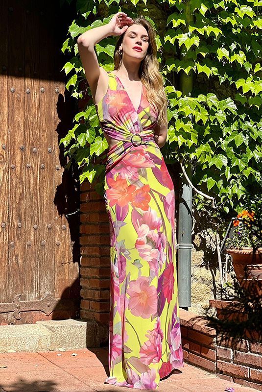 Vestido Flores Abertura