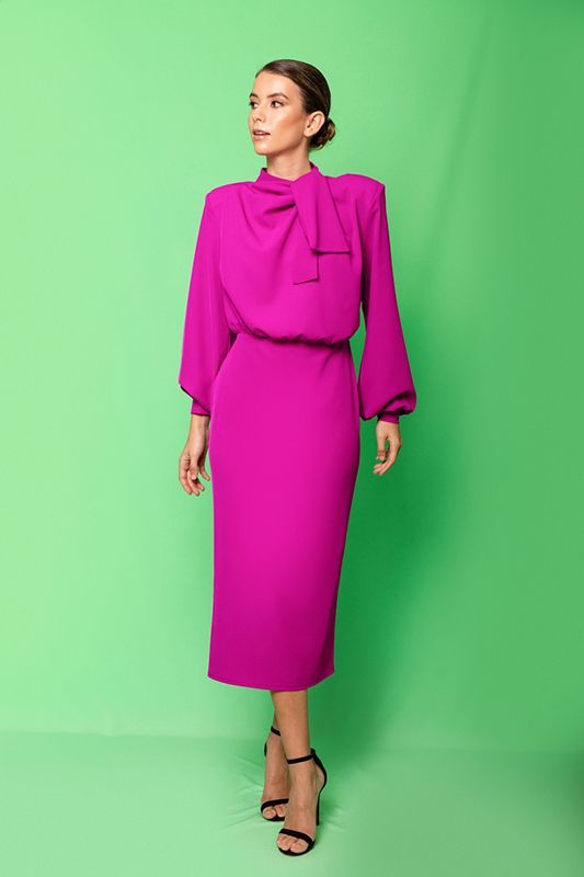 Vestido Lazo Cuello Buganvilla