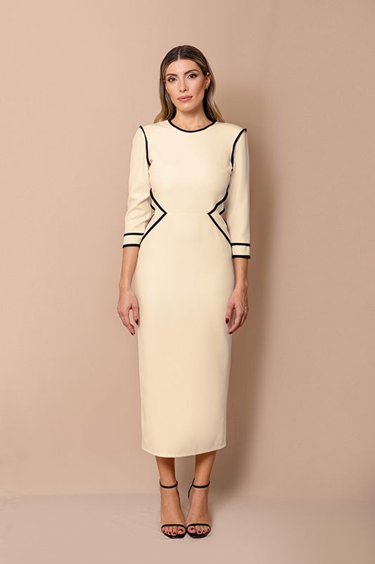 Vestido Rombos Marfil