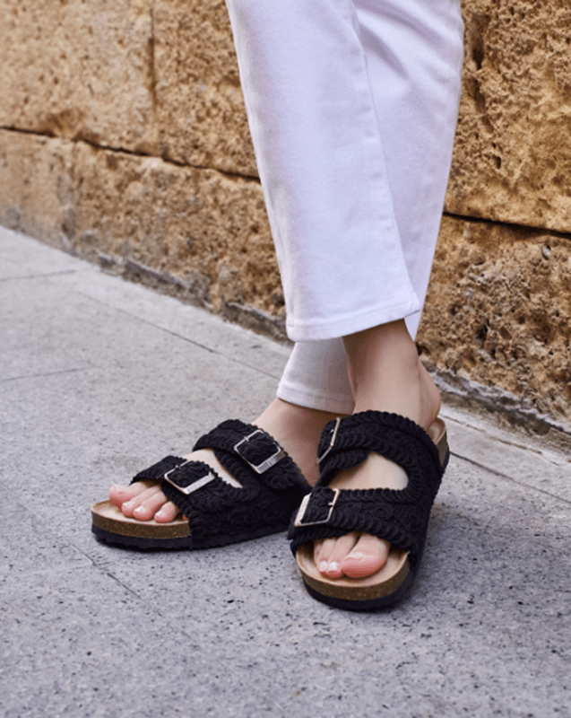 Sandalia Crochet Negro