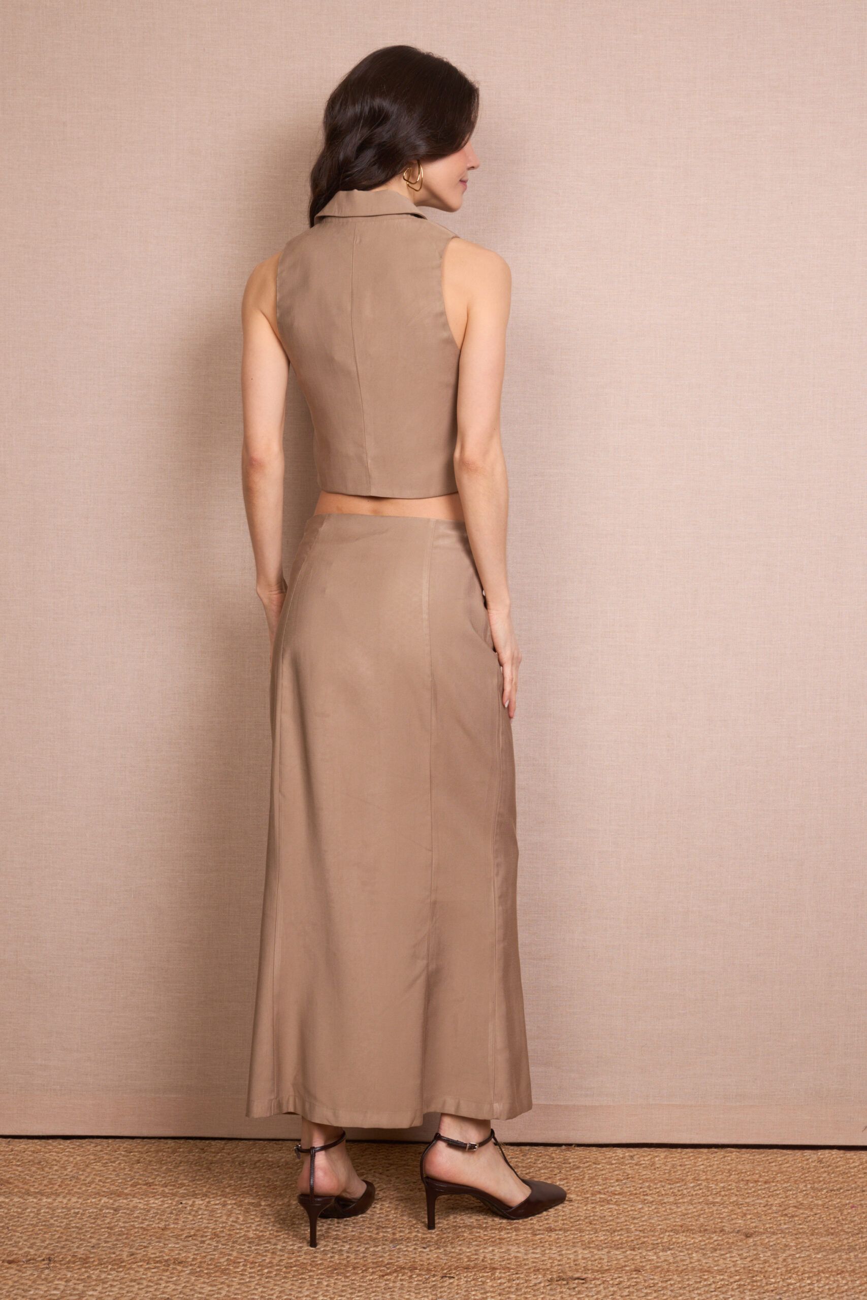 Falda Midi Marrón - Imagen 3