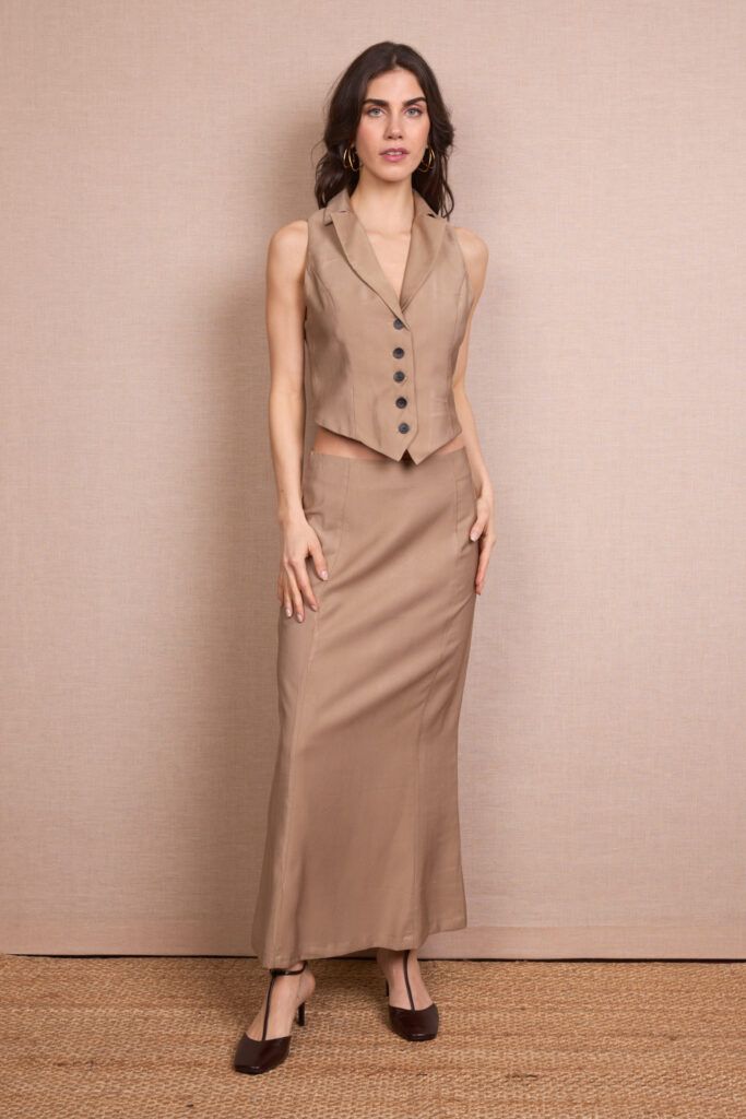Falda Midi Marrón
