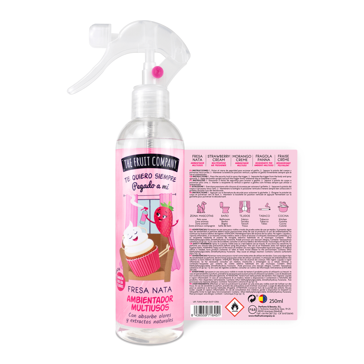 Spray Ambientador Multiusos Fresa Nata 250 ml - Imagen 2